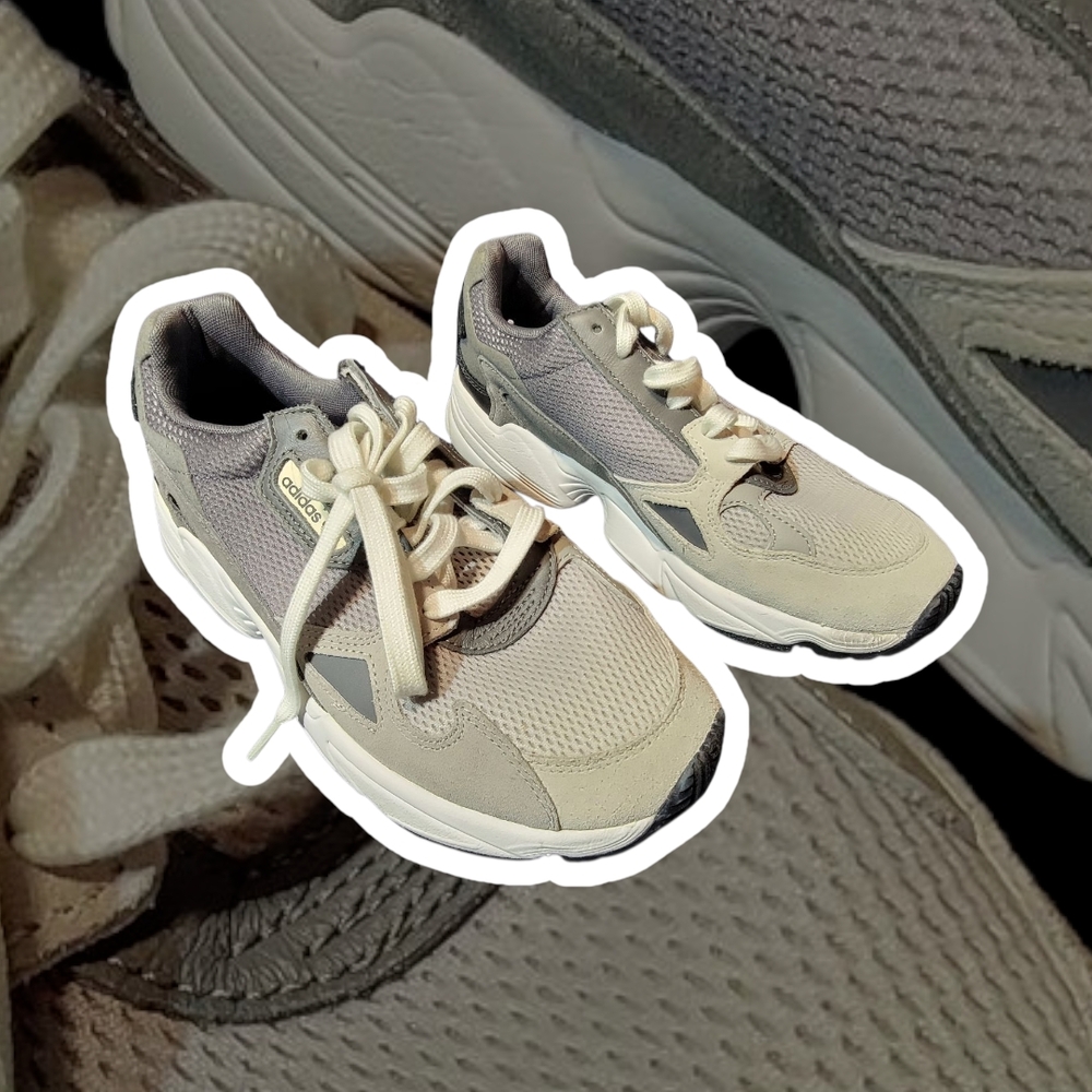 Adidas Cream and Gray Sneakers